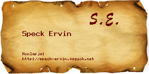 Speck Ervin névjegykártya